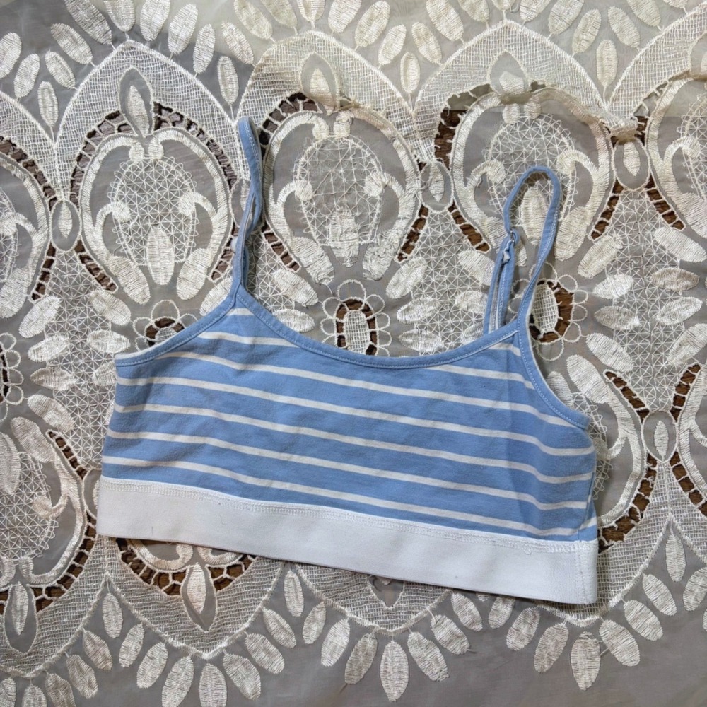 Edikted Blue White Striped Bralette Top Adjustable Straps Size S